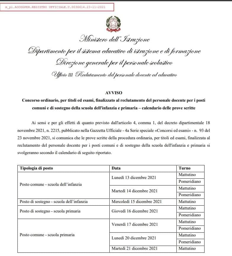 Prova scritta concorsi, convocazione infanzia/primaria e avviso date  secondaria (Nota USR Piemonte) - ScuolaInforma