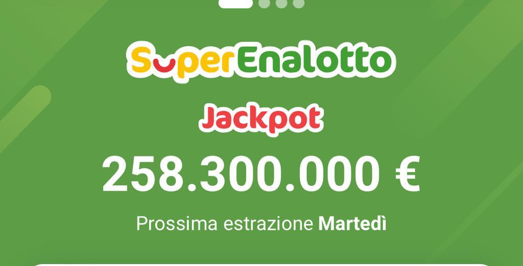 Superenalotto il jackpot è di 258.300.000 euro