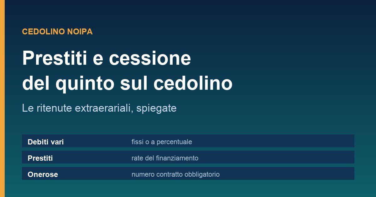 Le voci delle ritenute extraerariali sul cedolino NoiPA: debiti vari, prestiti e ritenute onerose