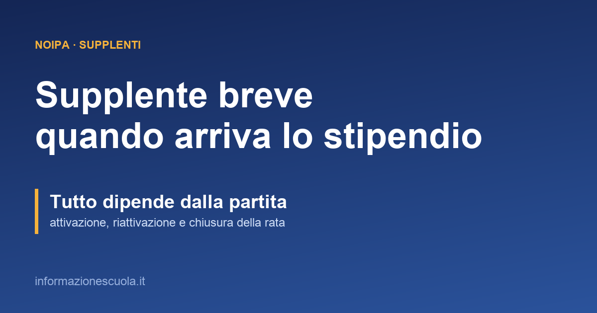 Supplente breve e pagamento NoiPA, le quattro categorie di attivazione della partita